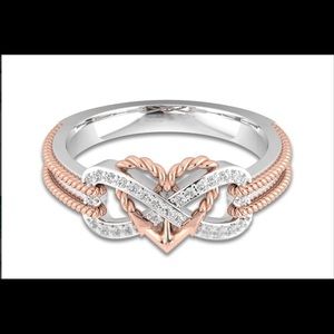 Infinity Heart Rose Gold & Silver Ring